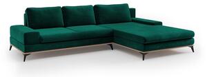 Lahvově zelená rozkládací rohová pohovka se sametovým potahem Windsor & Co Sofas Astre, pravý roh