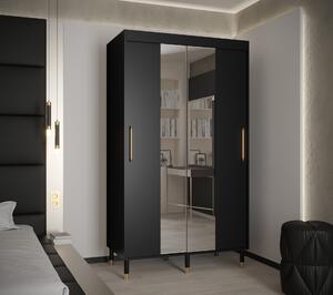 Šatní skříň Abi Calipso T1 Barva korpusu: Černá, Rozměry: 250 cm, Dveře: Černá + zrcadlo