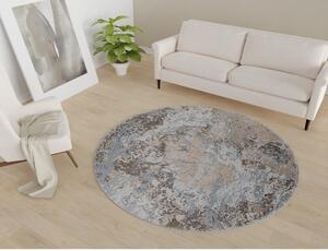Světle hnědý pratelný kulatý koberec ø 100 cm – Vitaus