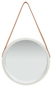 Nástěnné zrcadlo Mission s popruhem - 40 cm | stříbrné