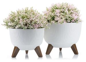 PLASTOVÝ KVĚTINÁČ ROSA LINEA ECO SADA 2KS 15X24,3 CM+18,3X29,2 CM BÍLÁ