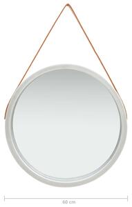 Nástěnné zrcadlo Mission s popruhem - 60 cm | stříbrné