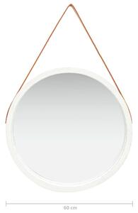 Nástěnné zrcadlo Mission s popruhem - 60 cm | bílé
