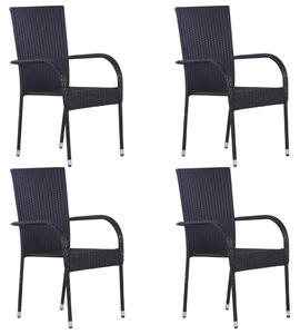 5dílný zahradní jídelní set polyratan černý
