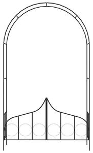 Zahradní oblouk s bránou černý 138 x 40 x 238 cm železo