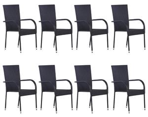 9dílný zahradní jídelní set polyratan černý