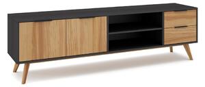 Černý/přírodní TV stolek z borovicového dřeva 180x53 cm Lavis – Marckeric