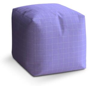 Sablio Taburet Cube Čtvercový vzor fialové - 40x40x40 cm