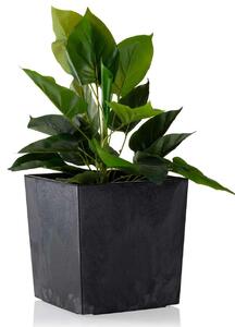 PLASTOVÝ KVĚTINÁČ FLORE 25X25 CM IMITACE BETONU ČERNÁ