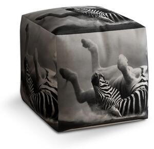 Sablio Taburet Cube Válející se zebra - 40x40x40 cm