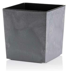 PLASTOVÝ KVĚTINÁČ FLORE 19X19 CM IMITACE BETONU ŠEDÁ