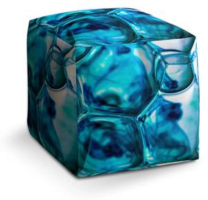 Sablio Taburet Cube Modré bubliny - 40x40x40 cm
