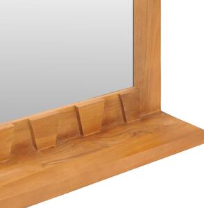 Nástěnné zrcadlo Pineland s policí - masivní teakové dřevo | 100 x 12 x 60 cm