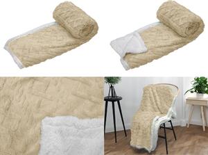 Luxusní béžová beránková deka z mikroplyše ORNAMENTS, 150x200 cm