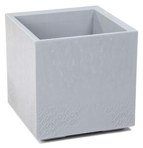 PLASTOVÝ KVĚTINÁČ NA KOLEČKÁCH BETONIQUE 40X40 CM IMITACE BETONU ŠEDÁ