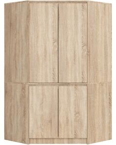 Ak furniture Rohová šatní skříň CLP 100 cm 4D dub sonoma