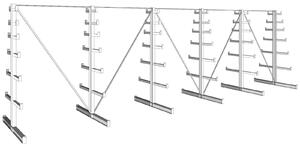 Konzolový regál stromečkový, oboustranný, 150 kg, 2000 x 6750 x 1090 mm