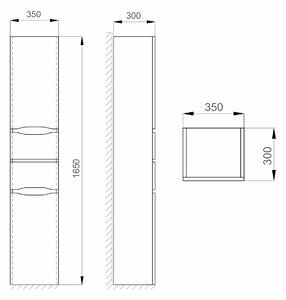 Kingsbath Liga Air 35 vysoká závěsná skříňka do koupelny Orientace: Levá