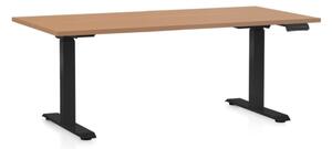 Výškově nastavitelný stůl OfficeTech C, 160 x 80 cm, černá podnož, buk