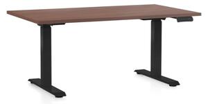 Výškově nastavitelný stůl OfficeTech C, 120 x 80 cm, černá podnož, ořech