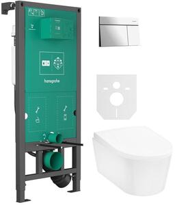 Sada splachovací tlačítko Hansgrohe Element E 66003000, záchodová mísa Hansgrohe EluPura S 60193450, 01022180, 60148450