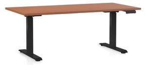 Výškově nastavitelný stůl OfficeTech C, 160 x 80 cm, černá podnož, třešeň