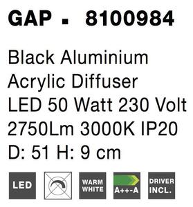Nova Luce Stropní LED svítidlo GAP, 50W 3000K Barva: Černá