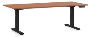 Výškově nastavitelný stůl OfficeTech C, 180 x 80 cm, černá podnož, třešeň