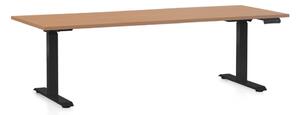 Výškově nastavitelný stůl OfficeTech C, 200 x 80 cm, černá podnož, buk