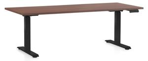 Výškově nastavitelný stůl OfficeTech C, 180 x 80 cm, černá podnož, ořech
