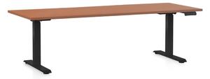 Výškově nastavitelný stůl OfficeTech C, 200 x 80 cm, černá podnož, třešeň