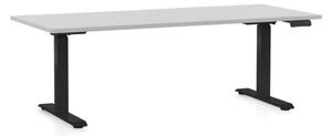Výškově nastavitelný stůl OfficeTech C, 180 x 80 cm, černá podnož, světle šedá
