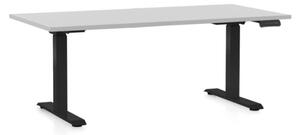 Výškově nastavitelný stůl OfficeTech C, 160 x 80 cm, černá podnož, světle šedá