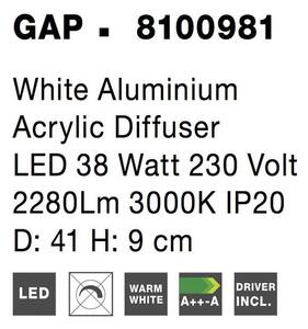 Nova Luce Stropní LED svítidlo GAP, 38W 3000K Barva: Bílá