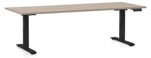 Výškově nastavitelný stůl OfficeTech C, 200 x 80 cm, černá podnož, dub