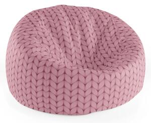 Sablio Sedací vak Cocoon Růžové pletení z vlny - 75 x 45 x 35 cm