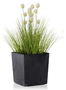 PLASTOVÝ KVĚTINÁČ FLORE 19X19 CM IMITACE BETONU ČERNÁ
