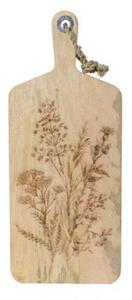 Dřevěné prkénko z mangového dřeva, motiv rostliny, rozměr 24 x 58 cm, béžové