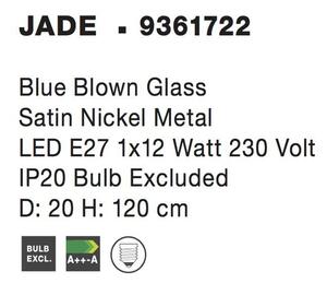 Nova Luce Závěsné svítidlo JADE, 30cm, E27 1x12W Barva: Modré sklo