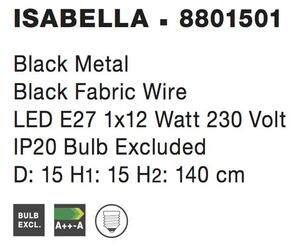 Nova Luce Závěsné svítidlo ISABELLA, 15cm, E27 1x12W Barva: Černá
