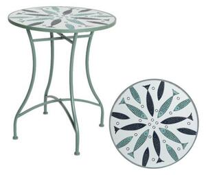Zahradní kovový stolek, VOLOS, rozměr 60 x 71 cm, zeleno - modrý