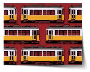 Sablio Plakát Lisabonské historické tramvaje Červený Pattern - 60x40 cm