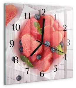 Skleněné hodiny na stěnu Melounové srdce zskc-30x30-00181498
