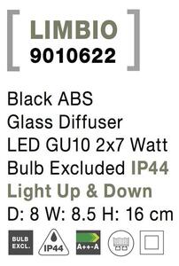 Nova Luce Venkovní nástěnné svítidlo LIMBIO, GU10 2x7W IP44 Barva: Bílá