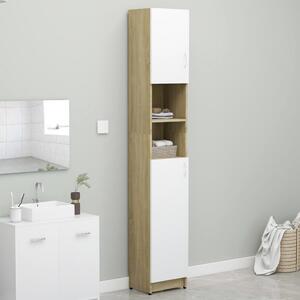 Koupelnová skříňka Wendover - 32 x 25,5 x 190 cm | bílá a dub sonoma