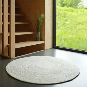 Bílo-šedý ručně vyrobený koberec ze směsi vlny a bavlny Nattiot Neethu, ø 110 cm