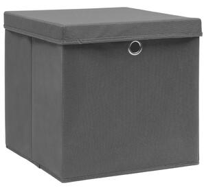 Úložné boxy s víky 10 ks 28 x 28 x 28 cm černé