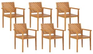 Sada 6 zahradních jídelních židlí z akáciového dřeva BARATTI