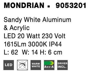 Nova Luce Nástěnné svítidlo nad zrcadlo MONDRIAN 62cm, LED 20W 3000K IP44 Barva: Bílá