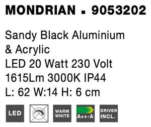 Nova Luce Nástěnné svítidlo nad zrcadlo MONDRIAN 62cm, LED 20W 3000K IP44 Barva: Černá